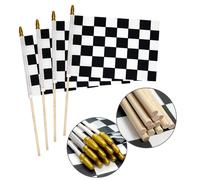 Uelfbaby 4Pcs 8x12 Inch Checkered Black and White Racing Flags NASCAR Flags on Stick Formula One F1 Racing Flags Hand Held Stick Flags with Kid-Safe