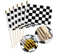 Uelfbaby 6Pcs 8x12 Inch Checkered Black and White Racing Flags NASCAR Flags on Stick Formula One F1 Racing Flags Hand Held Stick Flags with Kid-Safe