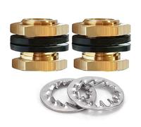 Uenede 2 unids latón macizo mamparo montaje 1/4 "NPT hembra x 1/2" macho doble roscado mamparo conector tanque de agua