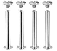 Uenhoy Juego de 30 tornillos de cabeza Phillips Chicago M5 x 40 mm, remaches de cuero de 1-9/16 pulgadas, botón de Chicago para manualidades, cinturón de cuero, encuadernación, color plateado