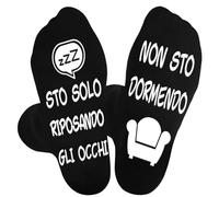 UEOTO Calcetines divertidos de los hombres, no duermo, solo descanso mis ojos calcetines divertidos de los hombres 43-46, calcetines mágicos ideas regalos hombre, Negro , 39-46