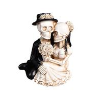 ueqtuiof Love Never Dies Esqu-eleto Pareja Resina Esta-tua,Halloween Estat-UA De Resina Decorativa Gótica,Halloween Estatua de Esqueleto Sentado,Decoración De Esqueleto De Boda,Regalos De Boda