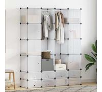 UERNGFTKM Armario modular con 18 compartimentos blanco, 37 x 146 x 180,5 cm, de plástico y alambre de acero cromado, ideal para ropa y zapatos en la habitación de los niños, salón o dormitorio.