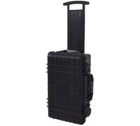 UERNGFTKM Carro de herramientas impermeable con ruedas e inserciones de espuma, maletín rígido negro de polipropileno resistente a los arañazos, a prueba de polvo e irrompible, con ajustable, Negro