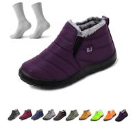 UERSUR Boojoy Winter Snow Boots,Women's Waterproof Orthopedic Warm Boots,Anti-Slip Fur Lined Slip On Shoes for Women Men (Purple, Adulto, Hombre, 40, Números, Sistema tallas calzado EU, mediano)