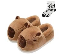 UERSUR Capybara - Pantuflas para mujer, diseño de dibujos animados, suaves y cálidas, marrón, 36/37 EU