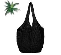UERSUR Crochet Bag,crocheted beach bag for Women,Knitted Shoulder Bag, Summer Tote Bags,Hollowed Crochet Shoulder Bag for Travel,Holiday,Everyday,Office,Shopping, Negro