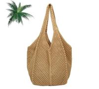 UERSUR Crochet Bag,crocheted beach bag for Women,Knitted Shoulder Bag, Summer Tote Bags,Hollowed Crochet Shoulder Bag for Travel,Holiday,Everyday,Office,Shopping, caqui