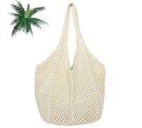 UERSUR Crochet Bag,crocheted beach bag for Women,Knitted Shoulder Bag, Summer Tote Bags,Hollowed Crochet Shoulder Bag for Travel,Holiday,Everyday,Office,Shopping, Blanco