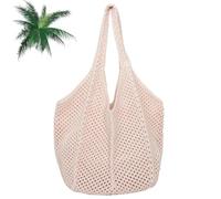 UERSUR Crochet Bag,crocheted beach bag for Women,Knitted Shoulder Bag, Summer Tote Bags,Hollowed Crochet Shoulder Bag for Travel,Holiday,Everyday,Office,Shopping, beige