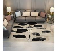 UERWOWELL 100x150cm Alfombra Estilo nórdico Minimalista Negro patrón Hojas botánicas alfombras Finas Modernas para Sala Estar Dormitorio Lavable Antideslizante