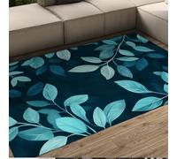 UERWOWELL 180x340cm Alfombra área Estilo Natural Azul y Verde con Estampado Hojas botánicas Grandes alfombras Interior para Dormitorio té Sala Estudio Lavable Delgada Antideslizante