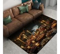 UERWOWELL Acción Gracias 90x120cm Alfombras área Diseño Mesa Cena y Fiesta Festiva Alfombra Lavable Acogedora Pelo bajo para Espacio Vida Cocina Restaurante