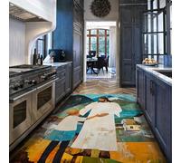 UERWOWELL Alfombra casa Campo Padre e Hijo patrón Paisaje montaña Antideslizante Alfombrillas Delgadas para Sala Estar Dormitorio Cocina Pasillo 90x180cm