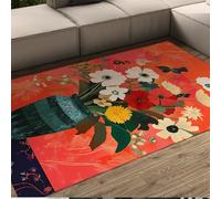 UERWOWELL Alfombra de Ramo Colorido Arreglo Floral Estampado de jarrón Vintage Alfombras Delgadas de Interior para Sala de Estar Comedor Dormitorio Antideslizante Lavable 180x270cm