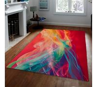 UERWOWELL Alfombra Delgada de diseño Abstracto Vibrante Patrón de Humo Colorido Alfombras de Piso Interior para Sala de Estar Dormitorio Estudio Antideslizante Lavable 160x220cm