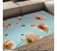 UERWOWELL Alfombra Elegante Bohemia para la decoración del Comedor Alfombras Minimalistas con Flores Interiores Fondo Suave borrón Alfombra Lavable de Pelo bajo para salón Dormitorio 80x150cm