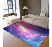 UERWOWELL Alfombra Fantasy Rainbow 60x120cm Alfombras Suelo Estampadas en Nubes y Rosas y Estrellas Lavadora Pelo bajo habitación del bebé Dormitorio Decoración Entrada