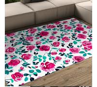 UERWOWELL Alfombra Lavable en la Entrada, alfombras Modernas Cocina Pop Art, follaje verazulado, capullos Rosa Mixtos, Alfombra Rosa, Alfombra Antideslizante Interior Granja para Dormitorio 180x300cm