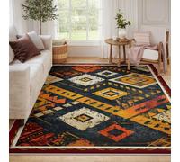 UERWOWELL Alfombra Lavable Interiores con diseño Azteca Abstracto de Arte Moderno alfombras Tribales a Rayas salón y Dormitorio decoración Antideslizante Estilo Granja Plegable y Resistente 120x240cm