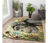 UERWOWELL Alfombra pequeña 70x120cm Alfombras Piso Pelo bajo con Estampado Abstracto Monos Salvajes para Sala Estar lavandería Cocina Granja áreas Alto tráfico