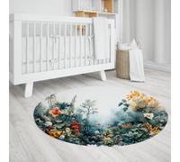 UERWOWELL Alfombra Redonda botánica Tropical 200cm Estampado Ambiente exótico Selva Alfombras Pelo bajo para salón solárium Felpudo Antideslizante y Blanda y Lavable