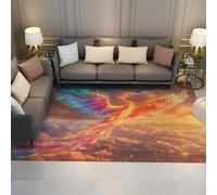 UERWOWELL Alfombra Sea of Clouds 160x230cm Alfombras de bajo Nivel con patrón de fénix Volador Colorido para el Escenario del Amanecer Alfombras Lavables para Sala de Estar y Dormitorio