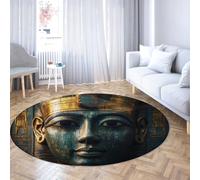 UERWOWELL Alfombra Suelo Estilo exótico 140cm - Símbolos Antiguos faraones y egipcios alfombras Redondas Pelo bajo Estudio Lavable Biblioteca Decoración del Museo