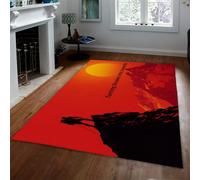 UERWOWELL Alfombras área Estilo Aventura 200x300cm Alfombra impresión Citas Inspiradoras Sunset Mountain para Sala Estudio Oficina Alfombras Piso Pila Baja Lavables