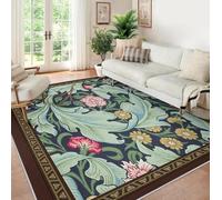 UERWOWELL Alfombras área Grande Clavel 140x200cm Alfombra Floral Bohemia Fina y Lavable Felpudo botánico marrón Vintage para Comedor Casa Campo