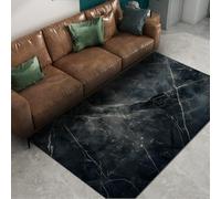 UERWOWELL Alfombras área Negra para Interiores Estilo mármol Moderno Lavable Alfombra Piso Pila Baja para Sala Estar Dormitorio Oficina Hotel Portátil Plegable 200x300cm