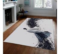 UERWOWELL Alfombras Arte Blancas y Negras Estilo Tinta estética Oriental Alfombra Grande Delgada para Estudio Sala Estar Estudio meditación decoración del Espacio 120x180cm