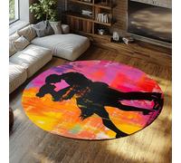 UERWOWELL Alfombras Circulares grafitis Multicolores 240cm Elegante Pareja Bailando con Estampado Pelo bailante Alfombra Pelo bajo Antideslizante Moda blanqueable Arte Urbano Decor Suelo Dormitorio