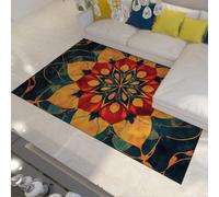 UERWOWELL Alfombras Colorida Retro Art Nouveau geométrica Floral Abstracta Lavable Alfombra Fina Pelo Corto Base Antideslizante tapete salón Dormitorio Sala 180x300cm
