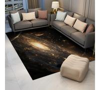 UERWOWELL Alfombras cósmicas misteriosas 150x210cm Estampado Galaxias y Planetas en Espiral Brillante Alfombra Pelo bajo fácil Limpiar para la Sala estudioDecoración la Biblioteca