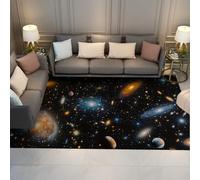 UERWOWELL Alfombras cósmicas misteriosas 160x200cm Astronomía Ciencia ficción Galaxia Estampado Planeta Estrella Alfombra Pelo bajo Fácil Limpiar para la Sala Estudio Decoración la Biblioteca