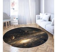 UERWOWELL Alfombras cósmicas Redondas misteriosas 6.7ft - Nebulosa Espiral Luminosa y Planetas Estampado Alfombra Pelo bajo fácil Limpiar para la Sala Estudio Decoración la Biblioteca