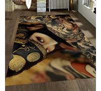 UERWOWELL Alfombras de Área de Arte de Guerreros Japoneses Coloridas Carrocerias Esterilla de Pelo Bajo para Salón y Dormitorio Estética Oriental Decoración del Hogar 120x200cm