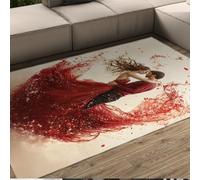UERWOWELL Alfombras de Arte romántico para el Arte 120x200cm Pareja apasionada Abraza el patrón de Baile Alfombra de Pelo bajo Lavable Elegante decoración del salón del Dormitorio