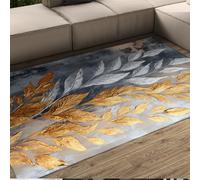 UERWOWELL Alfombras de Arte Vegetal Moderno Estampado de Hojas botánicas Grises y Marrones Alfombra Delgada y Lavable para Sala de Estar Comedor Dormitorio Entrada al Pasillo 120x240cm