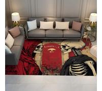 UERWOWELL Alfombras Estilo exótico 150x210cm Capa roja y Negra Patrón Esqueleto Alfombra de Pelo bajo Lavable Arte Urbano Moderno gótico Decoración del Suelo