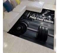 UERWOWELL Alfombras Estilo Gimnasio Alfombra gráfica Levantamiento Pesas temática Motivacional Acogedora Pila Baja para Sala Estar Dormitorio Áreas Alto tráfico 200x300cm