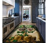 UERWOWELL Alfombras Festivas de la Suerte 180x240cm Tema Feliz Día de San Patricio Alfombra Fina Perros adorables con Sombreros de Copa y Pajaritas decoración de la Entrada de la Cocina