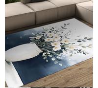 UERWOWELL Alfombras Florales de Acuarela Elegante jarrón Blanco y Estampado de Ramo Alfombra Delgada Antideslizante para Sala de conferencias Dormitorio Oficina Biblioteca 150x240cm