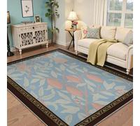 UERWOWELL Alfombras Frutas Tropicales 80x150cm Rubor con patrón Granada Alfombra Pelo bajo para Comedor Decoración Suelo marrón Azul Vintage marrón Lavable