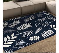 UERWOWELL Alfombras Grandes Azul y Blanco Hoja botánica Alfombra de Pelo bajo para Sala de Estar Dormitorio Cocina Restaurante Terraza Lavable Antideslizante 60x120cm