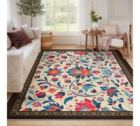 UERWOWELL Alfombras Marrones Borde 180x270cm Arte Popular Tradicional alfombras Pelo bajo Alfombra Floral Oriental Vintage salón Estudio la Entrada decoración la Entrada