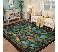 UERWOWELL Alfombras Marrones Entrada 120x180cm Verde Verdoso Alfombra Hojas Sauce para lavandería Cocina decoración Suelos Estilo Naturaleza Lavables Pelo bajo Lavable