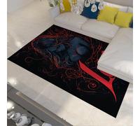UERWOWELL Alfombras Negras y Rojas 160x230cm Estampado Llamativo de Dama Alfombra de Pelo bajo Antideslizante Lavable gótico Romance Amor Dormitorio decoración del Suelo