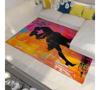 UERWOWELL Alfombras Pasillo con Grafiti Multicolor 150x210cm Elegante Pareja Bailando con Estampado Pelo bajo y Alfombra Antideslizante Moda Lavable Decoración Suelo Arte Urbano